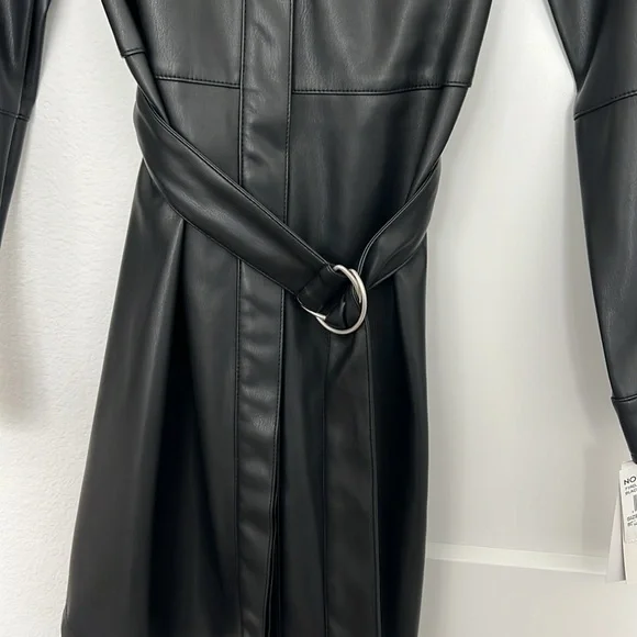 NWT French Connection Patti Long Sleeve Faux Leather Shirtdress - Picture 5 of 12
